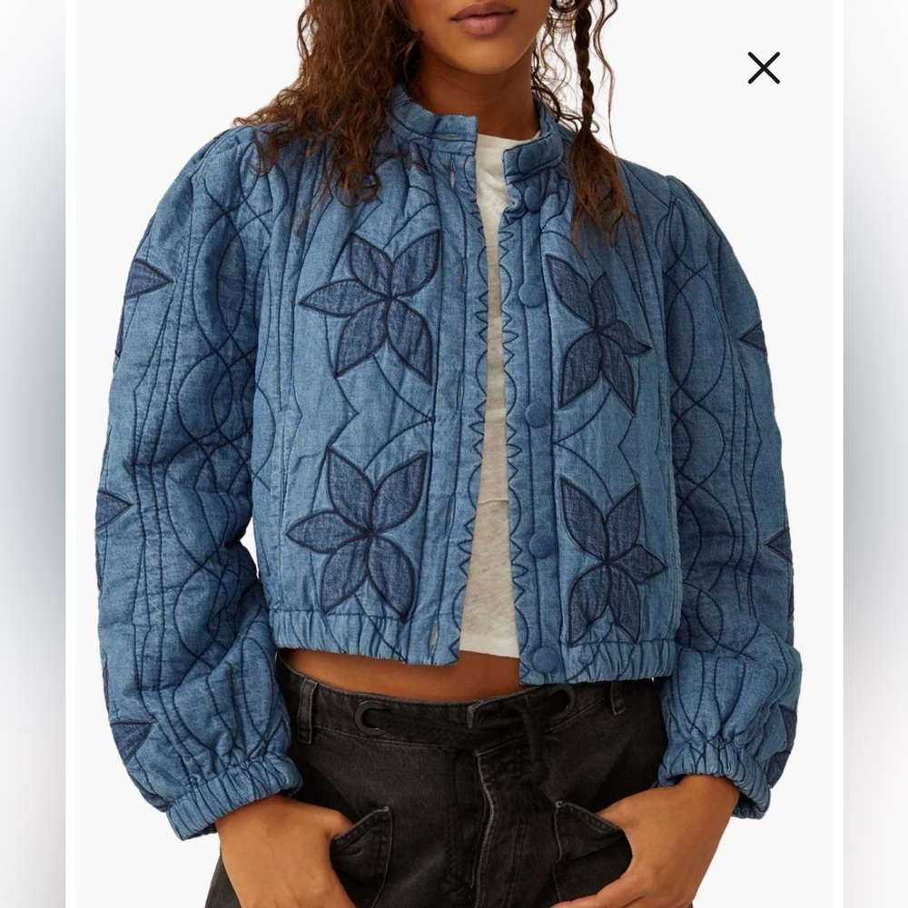 FREE PEOPLE Quinn Quilted Cotton Denim Jacket-NWT - Picture 4 of 6